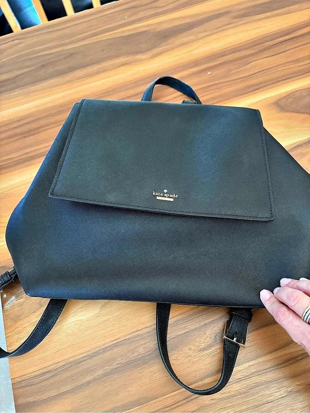 Kate Spade Black Backpack Gold-Tone Hardware